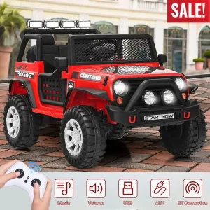 12V Battery Powered  Ride On Car, 2 Seater kids Electric Vehicle Toy Truck w/Remote Control, Equipped with Music