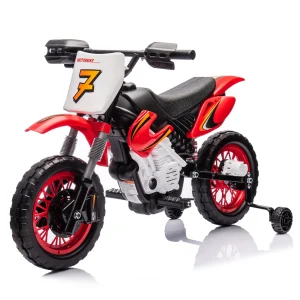 12v Electric Toy Motorcycle, Rear Suspension, Twist Grip Throttle, Slow Start, Removable Training Wheels, Indie Music Box